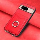 For Google Pixel 8a R20 Ring Card Holder Phone Case(Red) - 2