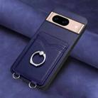 For Google Pixel 8a R20 Ring Card Holder Phone Case(Blue) - 2