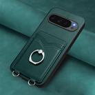 For Google Pixel 10 / 10 Pro R20 Ring Card Holder Phone Case(Green) - 2
