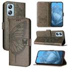 For Blackview A52 Embossed Butterfly Leather Phone Case(Grey) - 1