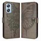 For Blackview A52 Embossed Butterfly Leather Phone Case(Grey) - 2