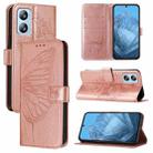 For Blackview A52 Embossed Butterfly Leather Phone Case(Rose Gold) - 1