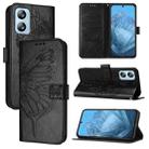 For Blackview A52 Embossed Butterfly Leather Phone Case(Black) - 1