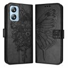 For Blackview A52 Embossed Butterfly Leather Phone Case(Black) - 2