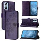 For Blackview A52 Embossed Butterfly Leather Phone Case(Dark Purple) - 1