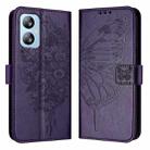 For Blackview A52 Embossed Butterfly Leather Phone Case(Dark Purple) - 2