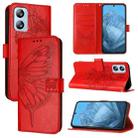 For Blackview A52 Embossed Butterfly Leather Phone Case(Red) - 1