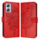 For Blackview A52 Embossed Butterfly Leather Phone Case(Red) - 2