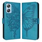 For Blackview A52 Embossed Butterfly Leather Phone Case(Blue) - 2