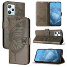 For Blackview A53 Embossed Butterfly Leather Phone Case(Grey) - 1