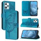 For Blackview A53 Embossed Butterfly Leather Phone Case(Blue) - 1