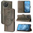For Blackview Shark 8 Embossed Butterfly Leather Phone Case(Grey) - 1
