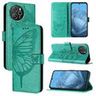 For Blackview Shark 8 Embossed Butterfly Leather Phone Case(Green) - 1