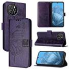 For Blackview Shark 8 Embossed Butterfly Leather Phone Case(Dark Purple) - 1