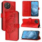 For Blackview Shark 8 Embossed Butterfly Leather Phone Case(Red) - 1