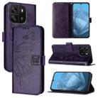 For Blackview Wave 6C Embossed Butterfly Leather Phone Case(Dark Purple) - 1