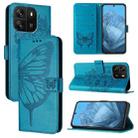 For Blackview Wave 6C Embossed Butterfly Leather Phone Case(Blue) - 1