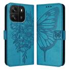 For Blackview Wave 6C Embossed Butterfly Leather Phone Case(Blue) - 2