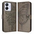 For Blackview Color 8 Embossed Butterfly Leather Phone Case(Grey) - 2