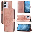 For Blackview Color 8 Embossed Butterfly Leather Phone Case(Rose Gold) - 1