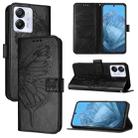 For Blackview Color 8 Embossed Butterfly Leather Phone Case(Black) - 1