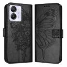 For Blackview Color 8 Embossed Butterfly Leather Phone Case(Black) - 2