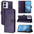 For Blackview Color 8 Embossed Butterfly Leather Phone Case(Dark Purple) - 1