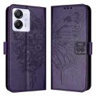 For Blackview Color 8 Embossed Butterfly Leather Phone Case(Dark Purple) - 2