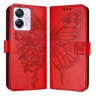 For Blackview Color 8 Embossed Butterfly Leather Phone Case(Red) - 2