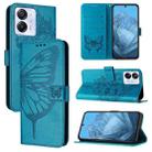 For Blackview Color 8 Embossed Butterfly Leather Phone Case(Blue) - 1