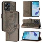 For Blackview Oscal Tiger 13 Embossed Butterfly Leather Phone Case(Grey) - 1