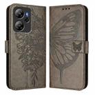 For Blackview Oscal Tiger 13 Embossed Butterfly Leather Phone Case(Grey) - 2