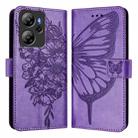 For Blackview Oscal Tiger 13 Embossed Butterfly Leather Phone Case(Purple) - 2