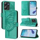 For Blackview Oscal Tiger 13 Embossed Butterfly Leather Phone Case(Green) - 1