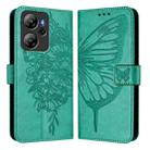 For Blackview Oscal Tiger 13 Embossed Butterfly Leather Phone Case(Green) - 2