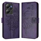 For Blackview Oscal Tiger 13 Embossed Butterfly Leather Phone Case(Dark Purple) - 2