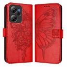 For Blackview Oscal Tiger 13 Embossed Butterfly Leather Phone Case(Red) - 2