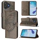 For Blackview Oscal Flat 2 / 2C Embossed Butterfly Leather Phone Case(Grey) - 1