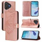 For Blackview Oscal Flat 2 / 2C Embossed Butterfly Leather Phone Case(Rose Gold) - 1