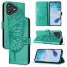 For Blackview Oscal Flat 2 / 2C Embossed Butterfly Leather Phone Case(Green) - 1