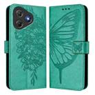 For Blackview Oscal Flat 2 / 2C Embossed Butterfly Leather Phone Case(Green) - 2