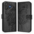 For Blackview Oscal Flat 2 / 2C Embossed Butterfly Leather Phone Case(Black) - 2