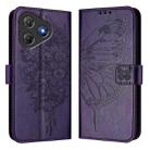 For Blackview Oscal Flat 2 / 2C Embossed Butterfly Leather Phone Case(Dark Purple) - 2