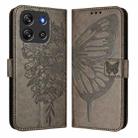 For Blackview Oscal Flat 1C Embossed Butterfly Leather Phone Case(Grey) - 2