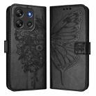 For Blackview Oscal Flat 1C Embossed Butterfly Leather Phone Case(Black) - 2