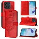 For Blackview Oscal Flat 1C Embossed Butterfly Leather Phone Case(Red) - 1