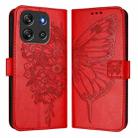 For Blackview Oscal Flat 1C Embossed Butterfly Leather Phone Case(Red) - 2