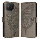 For Asus ROG Phone 8 Embossed Butterfly Leather Phone Case(Grey) - 2