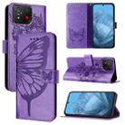 For Asus ROG Phone 8 Embossed Butterfly Leather Phone Case(Purple) - 1