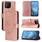 For Asus ROG Phone 8 Embossed Butterfly Leather Phone Case(Rose Gold) - 1